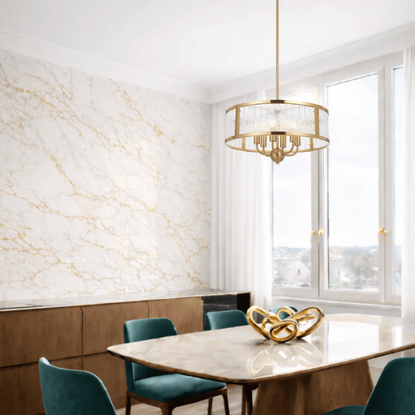 Norel 6LT Pendant  Antique Gold - 500mm - lifestyle