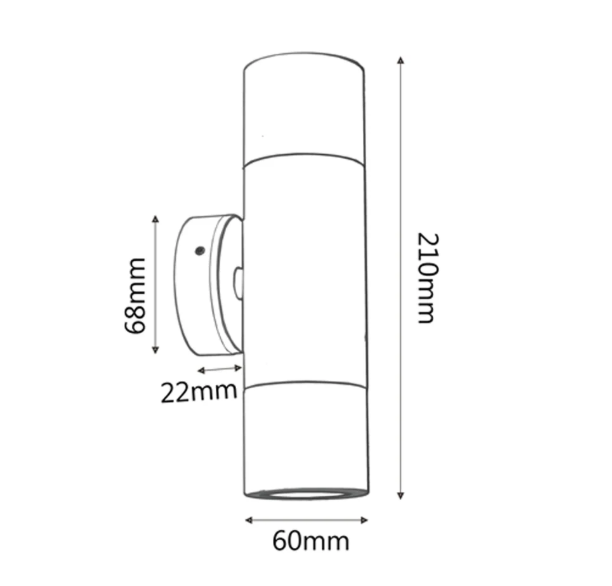 CLA PGUDWH - White Up / Down Pillar Light - dimensions