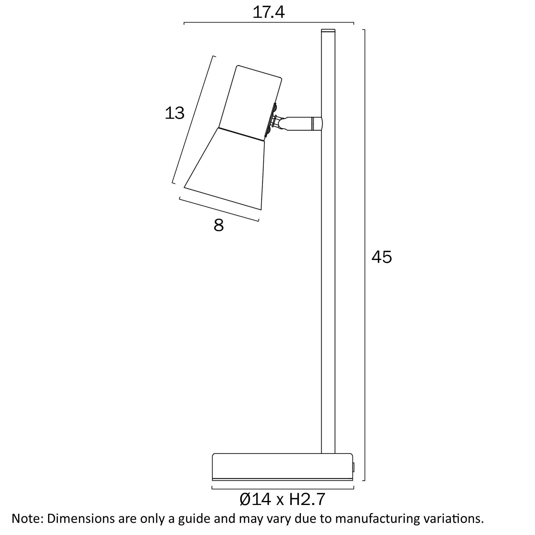 Telbix Lighting Verik Table Lamp Dimensions