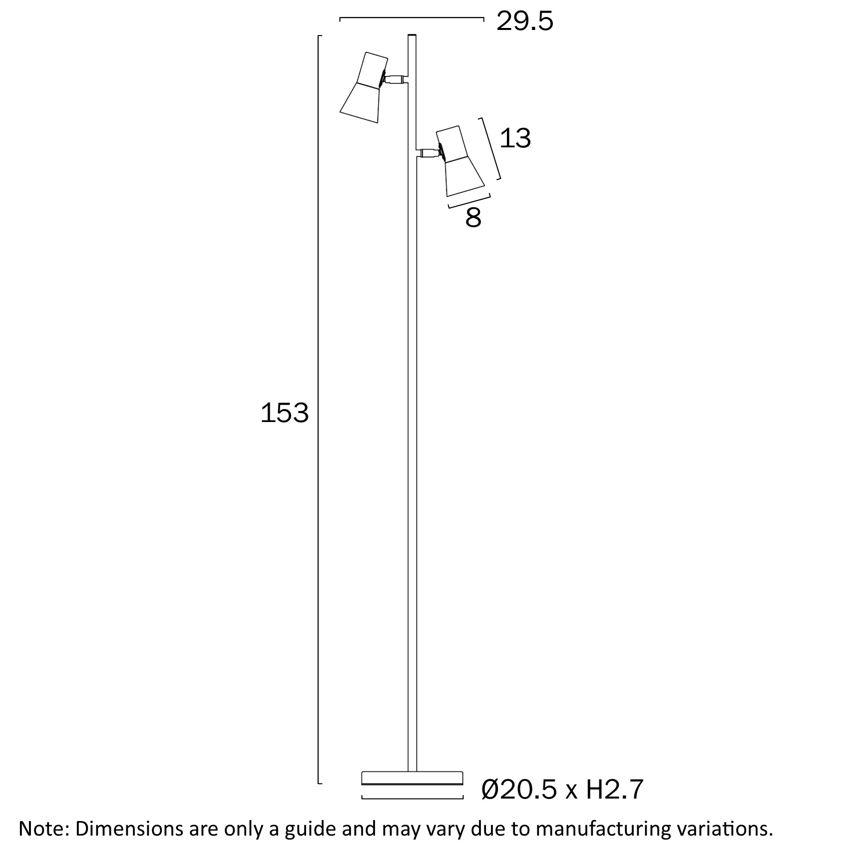 Telbix Lighting Verik Floor Lamp Dimensions