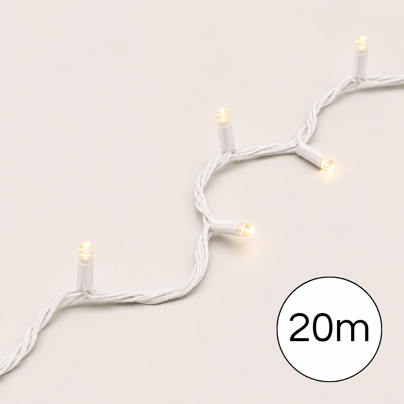 Lumenesk Fairy (20m) Warm LED/White wire - laid out