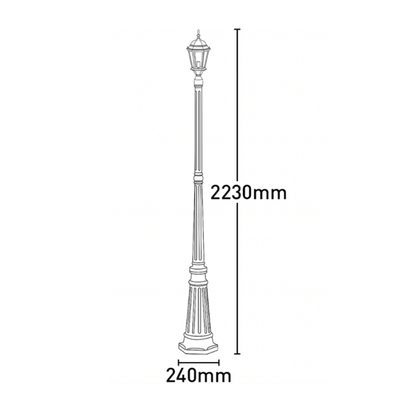 Yarra Post & Top (Combo) Black MX7391P/BLK -dimensions