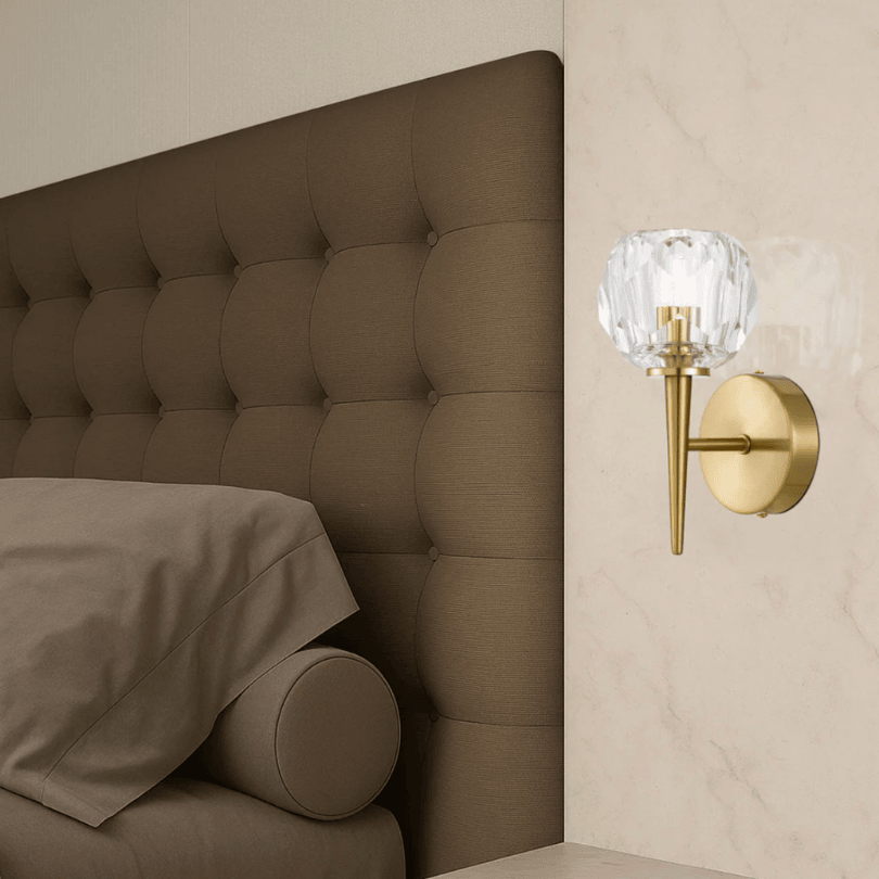 Zaha Antique Gold/Crystal Interior 1LT Wall Light ZAHA WB1-AGCR - lifestyle