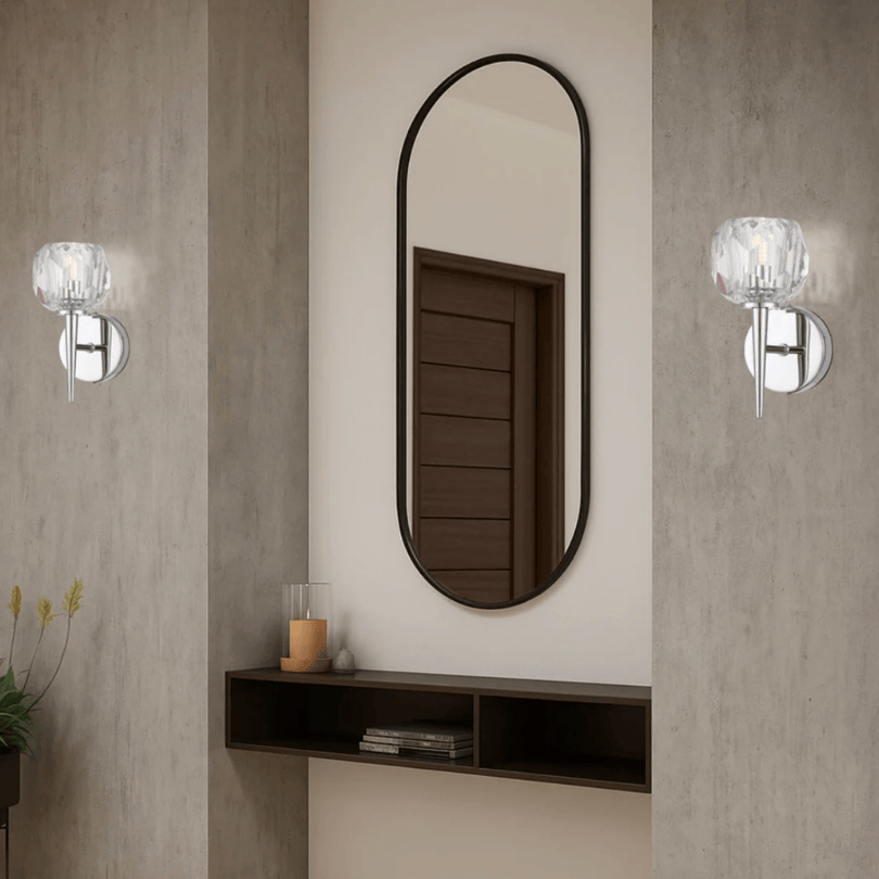 Zaha Chrome/Crystal Interior 1LT Wall Light ZAHA WB1-CHCR - lifestyle